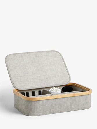 John LewisBamboo Rim Divided Storage Box, Grey