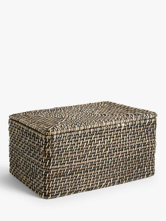 John LewisDark Rattan Lidded Storage Box, Dark Rattan