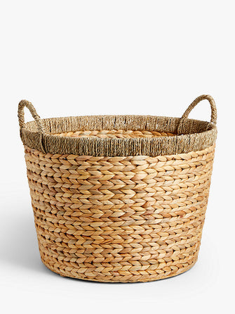 John LewisWater Hyacinth Log Basket with Contrast Trim