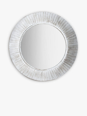 Gallery Direct Round Distressed Metal Wall Mirror, 81cm, White