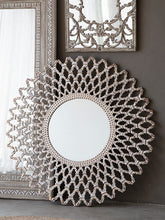 Gallery Direct Bharta Large Round Wood Frame Mirror, 120cm, SIlver