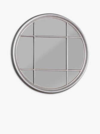 Gallery Direct Eccleston Round Wood Frame Window Mirror, 100cm, Silver