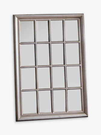 Gallery Direct Ashmore Rectangular Window Frame Wall Mirror, 106 x 75.5cm, Silver