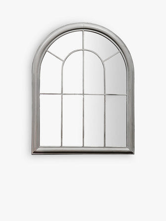 Gallery Direct Lagune Outdoor Arch Window Wall Mirror, 88 x 69cm, Light Grey