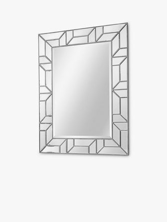 Gallery Direct Verbier Rectangular Geometric Frame Wall Mirror, 118 x 89cm, Silver