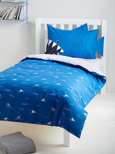 little home at John Lewis Shark Reversible Duvet Cover and Pillowcase Set, Single, Blue