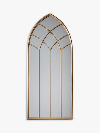 John LewisArch Window Metal Frame Indoor/Outdoor Wall Mirror, 115 x 50cm, Gold