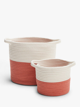 John Lewis ANYDAYCotton Rope Storage Baskets, Set of 2, Orange