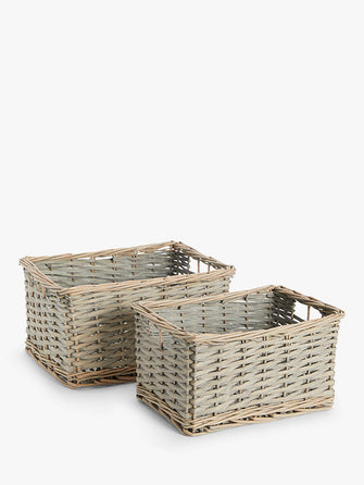 John Lewis ANYDAYWillow Storage Baskets, Set of 2, Natural / Grey