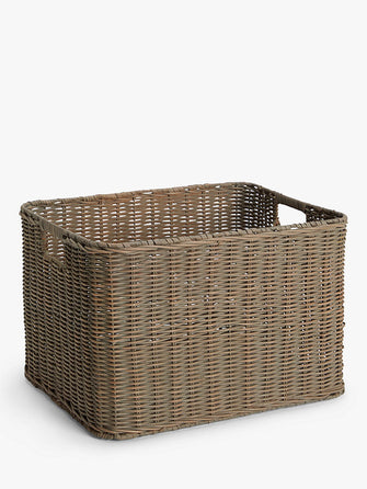 John LewisRattan Storage Box, Grey, Medium