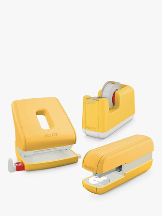 Leitz Cosy Stapler, Tape Dispenser & Hole Punch Set, Yellow