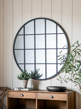 John LewisMetal Window Frame Round Wall Mirror, 115cm, Black