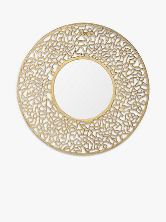 Verdant Round Cut-Out Metal Frame Wall Mirror, 80cm, Gold