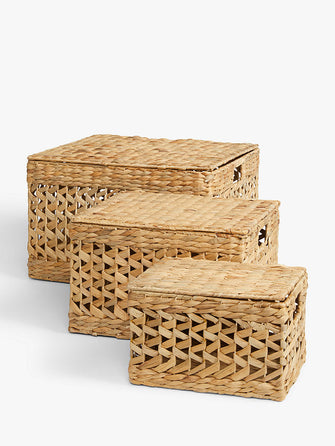 John Lewis ANYDAYWater Hyacinth Nesting Trunks, Set of 3