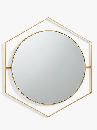 John Lewis + Swoon Beauvoir Hexagon Metal Frame Wall Mirror, 75 x 65cm, Gold