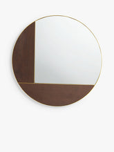 John Lewis + Swoon Mendel Round Frame Wood Inlay Wall Mirror, 75cm, Natural/Gold