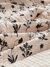 Mother of Pearl Botanical Silk Quilted Bedspread, Light Pink