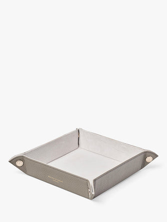 Aspinal of London Medium Pebbled Leather Tidy Tray, Warm Grey