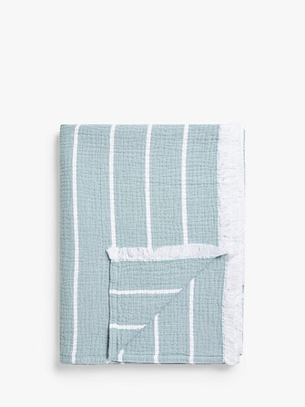 John LewisMonty Stripe Bedspread, Sage