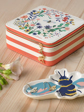 Joules Square Floral Stripe Jewellery Box