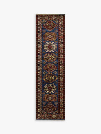 Gooch Oriental Supreme Kazak Runner, Blue, L295 x W81 cm