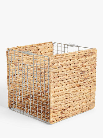 John LewisFolding Water Hyacinth Storage Basket, Square, Natural