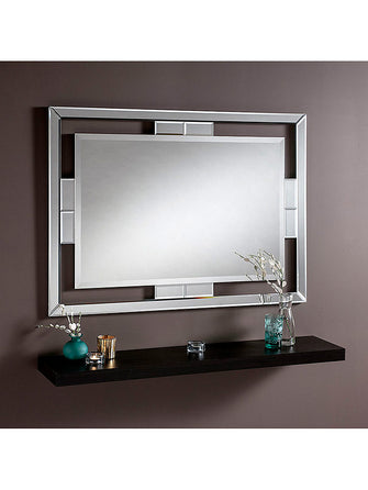 Rio Bevelled Glass Rectangular Wall Mirror, 82 x 112cm, Black