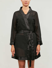 Satin-trim chiffon kimono