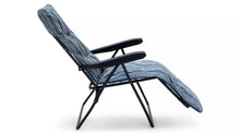 Coastal Stripe Folding Recliner Garden Chair-Blue