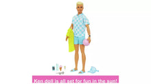 Ken Doll with Swim Trunks and Beach-Themed Accessories -30cm