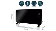 Princess 1.5kW Smart Glass Panel Heater - Black
