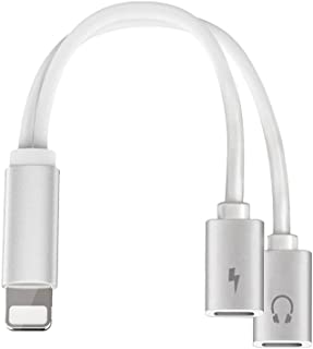 Apple Mfi Certified iPhone Headphones Adapter Splitter, Dual Lightning iPhone Adapter Aux Audio Cable Earphone Converter Compatible with iPhone 13/12/11/X/8/7,Support Calling+Charging+Music Control
