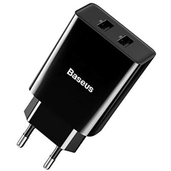 Baseus Speed Mini Dual, Wall & Travel Charger, USB Type A x 2, 2 A, 10.5W, Black