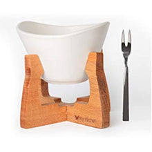 Wooden Stand Fondue Set White Color