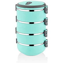 Triple Tray Storage Container Leakproof Steel Food Thermos Four Layer 3000 ml (Blue)