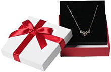 White Kraft Gift Boxes With Red Ribbon Jewellery Cardboard Small Gift Boxes With Lids For Presents Necklace Bracelet Earrings Rings Bangle Charms Wholesale Sets (Necklace/ Earrings/ Ring)