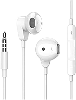 Wired Earphones Stereo Sound in-Ear Earbuds with 3.5mm Headphones Plug Microphone Volume Control for Sports Workout Compatible with iPhone, iPod, iPad, xiao mi, HUAWEI, Cell Phones Tablets Laptops