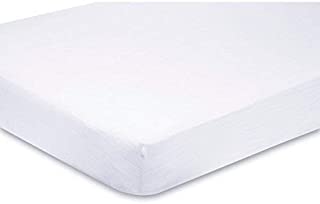 Sasma Home - 100% Cotton Jersey Soft Travel Cot Fitted Sheets 100cm x 70cm + 10 cm (Pack of 2 Sheets - White)