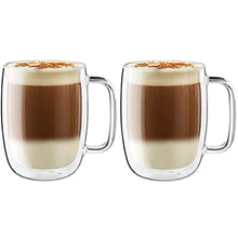 Zwilling Sorrento Double Glass Set of 2 Latte Macchiato Glasses with Handles, 450 ml, Glass