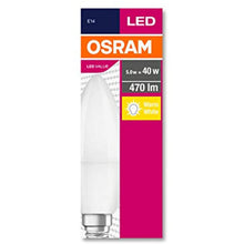 OSRAM 4052899326453 LED CLB 40 Candle 5.5W 470 Lumens 2700 Kelvin Yellow Light E14 Hear Bulb, Yellow, 10.6 x 3.5 x 3.5cm