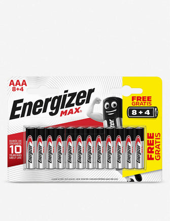 Max AAA alkaline batteries pack of 12 (8+4)