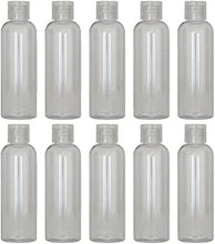 Palm Safe 10 Pack of 100ml Travel Bottles with Flip Caps, Clear