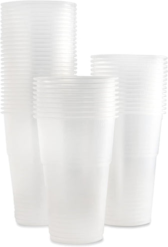 Large Plastic Glasses - Beer Cups Made from Clear PP (Full Pint-568ml-50Pcs)