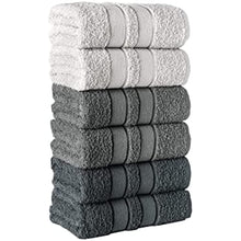 Murum Home Lia tricolor hand-facial towel, 6 package, 6 pieces 50x85, soft and absorbent, premium quality daily use 100% cotton towel (white-gray-black)