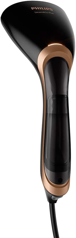 Philips Steam&Go Plus Handheld Clothes Steamer, Vertical and Horizontal Garment Steamer, No Ironing Board Needed, 0.07 Litre, 1300 W, Black/Copper, GC362/86