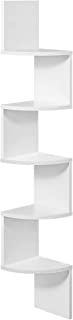 VASAGLE Corner Shelf, 5-tier Floating Wall Shelf With Zigzag Design, Bookshelf, White LBC20WT