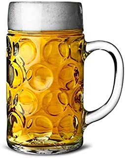 German Beer Stein Glass 2 Pint | Classic Beer Tankards, Beer Mugs, Beer Steins | 2 Pint Glass Beer Tankards by Chabrias Ltd