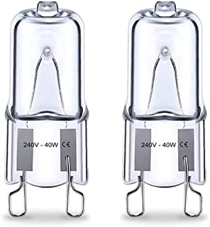 2 Pack of Premium Quality 300C Heat Tolerant Halogen G9 Oven Bulbs 40W 230V Lamp for Neff / AEG / SMEG / Zanussi / Bosch Ovens, Microwaves and Cooker Bulb Light Bulbs