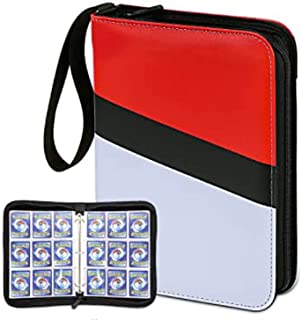 900 Cards 9 Pocket Pokemon Trading Card Binder with Sleeves,Pokemon 3 Ring Card Book Holder Binder,Trading Card Collector Album Fit for Baseball and Sports Cards (9 Pocket-Red)