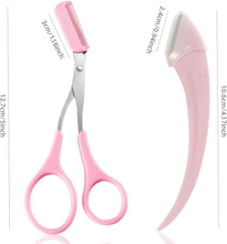 YILINNA 3Pcs Eyebrow Trimmer Scissor Facial Hair Removal Brow Comb Scissors Hair Removal Eye Brow Trimmer Face Shaver Beauty Makeup Tool for Men Women (Pink)